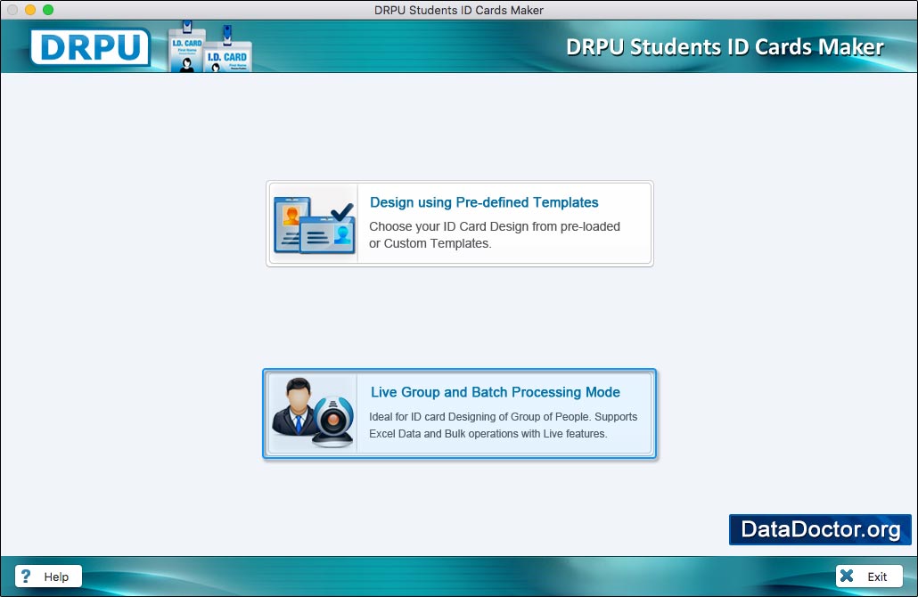Design using Pre-defined Template Students ID Cards Maker for Mac