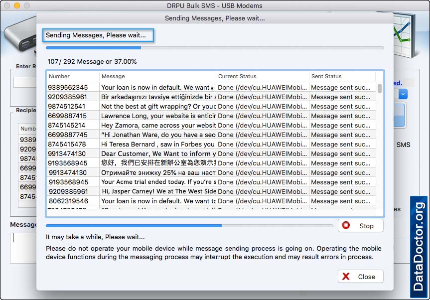 Messages Sending Process Messages Sending Process
