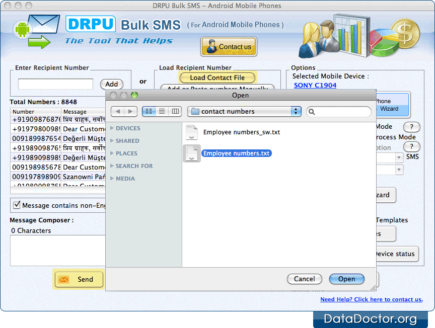 Import Multiple Recipient Numbers