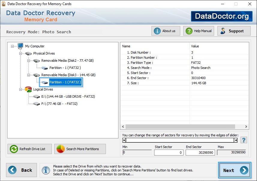 Select removable media Select removable media
