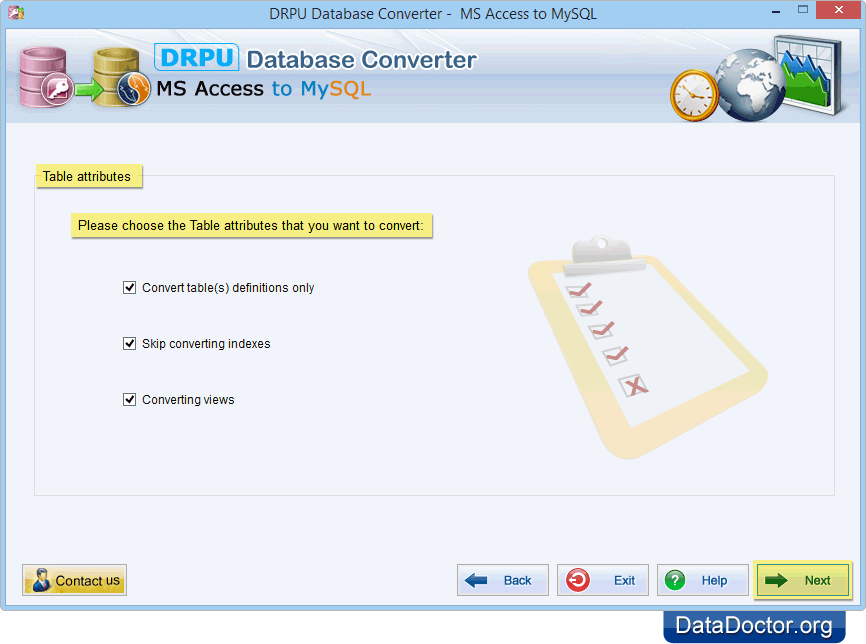 Выберите атрибуты таблицы