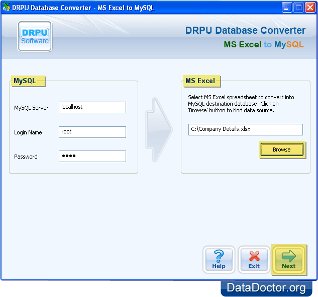 MS Excel to MySQL Database Converter