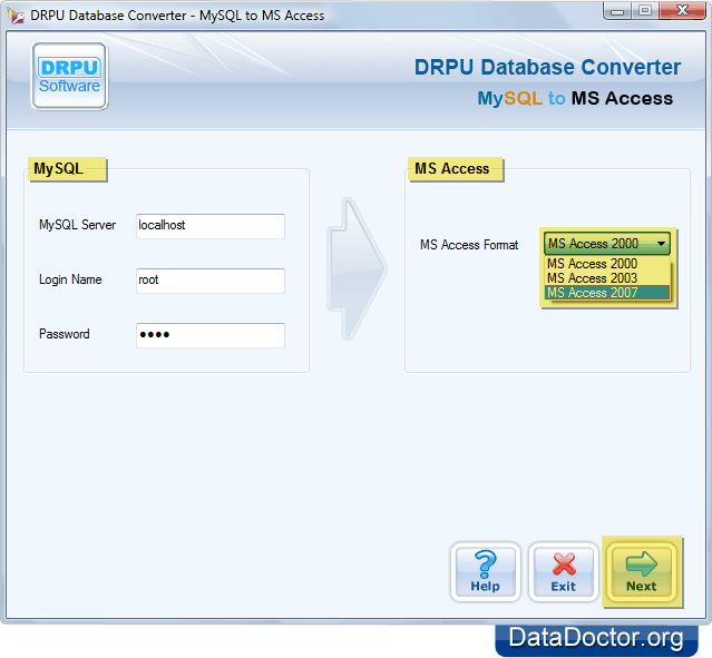 MySQL to MS Access Database Converter