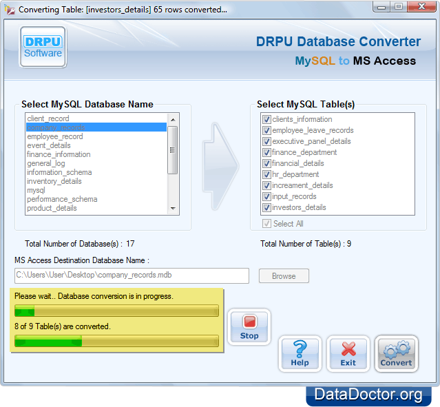 DB conversion is in progress