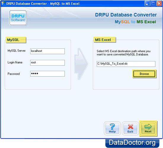 MySQL to MS Excel Database Converter