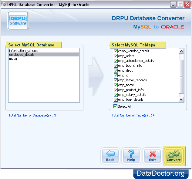 Select MySQL database