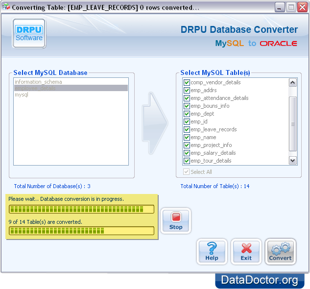 DB conversion process is in progress DB conversion process is in progress