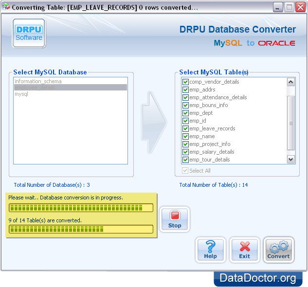 DB conversion process is in progress