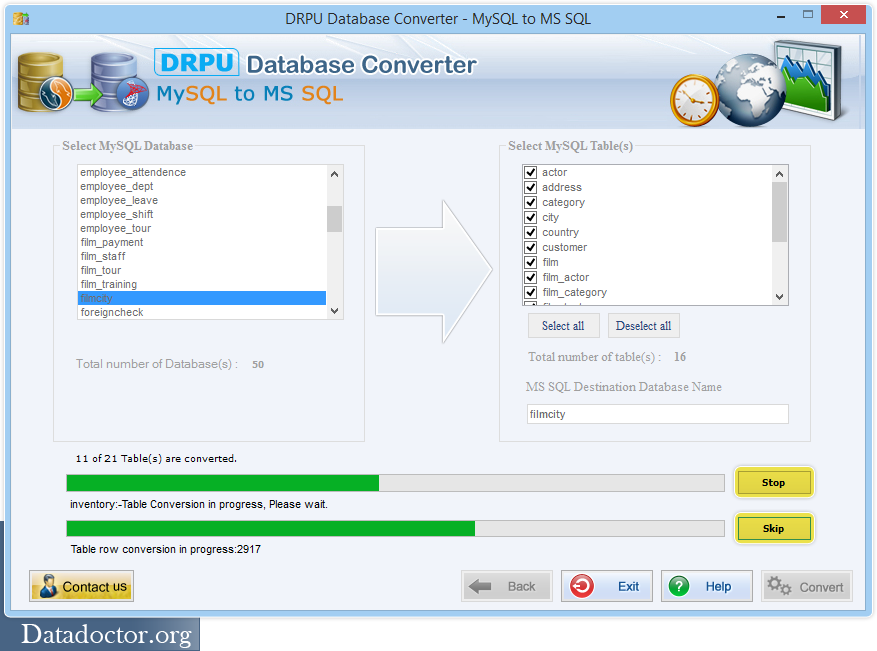Conversion Process is Going On MS SQL to MySQL Converter