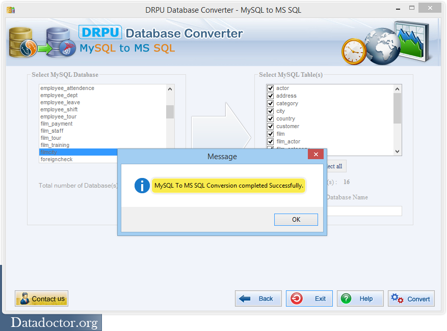 MySQL to MSSQL Conversion Completed MS SQL to MySQL Converter
