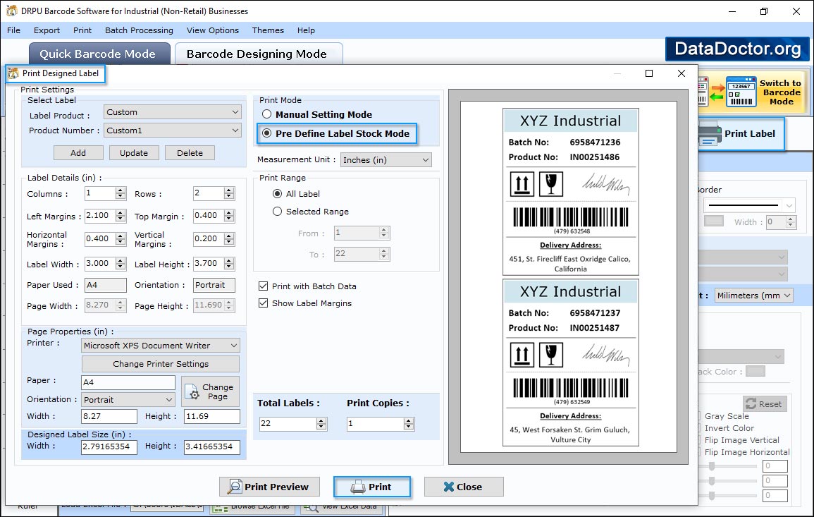 Pre Define Label Stock mode Pre Define Label Stock mode