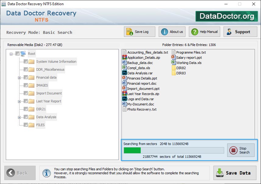 Files Scanning Process NTFS Data Recovery Software