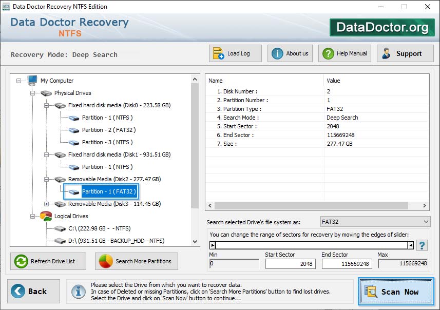 Select the drive Select the drive