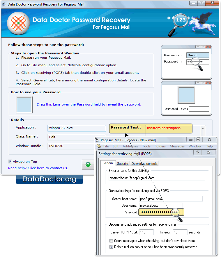 Drag lens over the password field