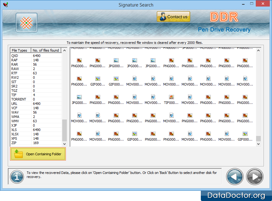 View recovered data