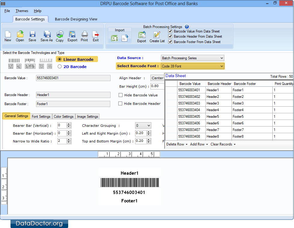 Select Barcode Technologies and Barcode Type
