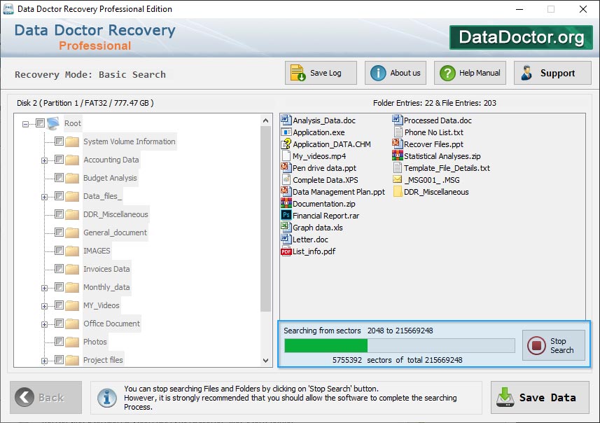 Files Scanning Process DDR Professional Data Recovery Software