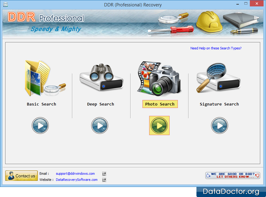 main screen of Windows data recovery software