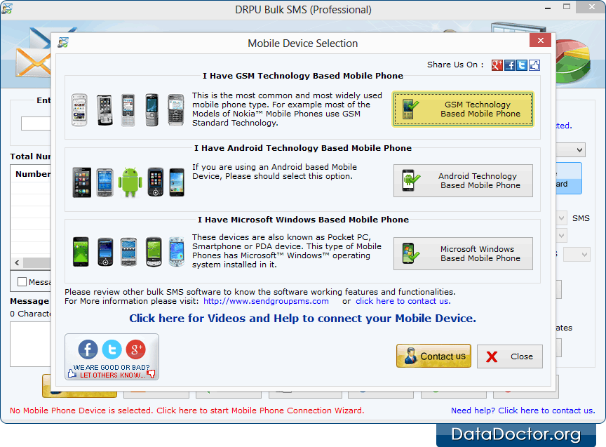 Bulk SMS Software Professional to send multiple text messages