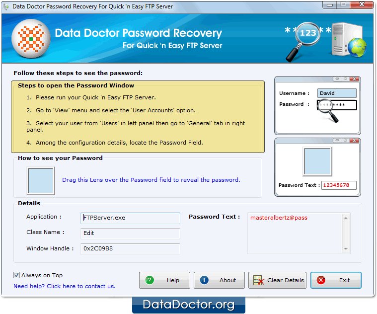 Open Password Recovery For Quick ‘n Easy FTP Server