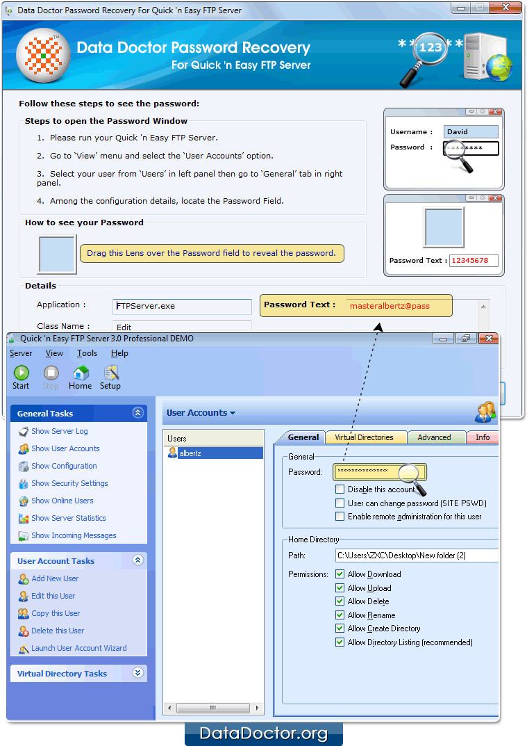 Drag lens over the password field