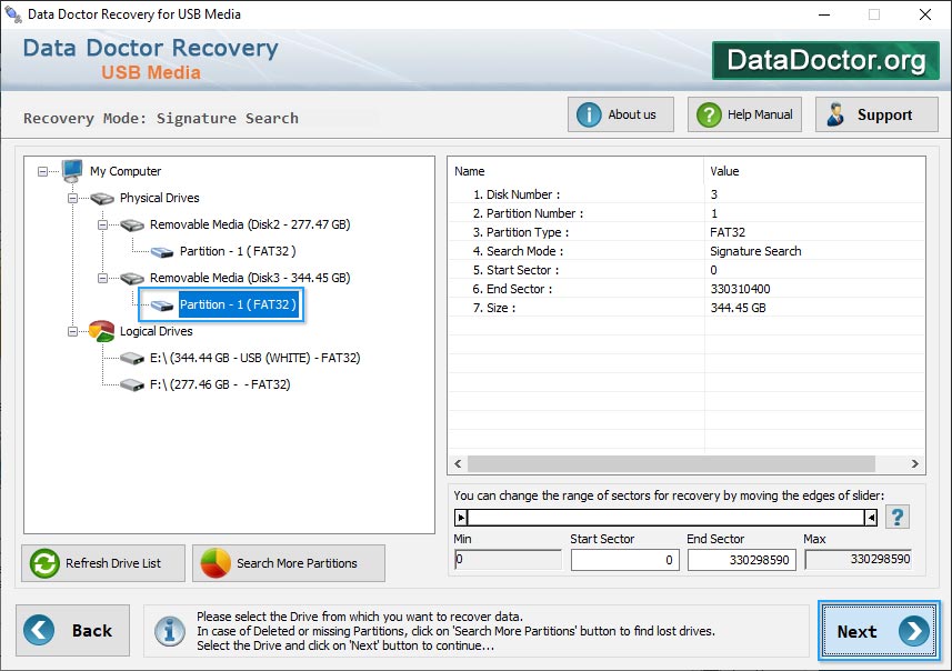 Select the drive Select the drive