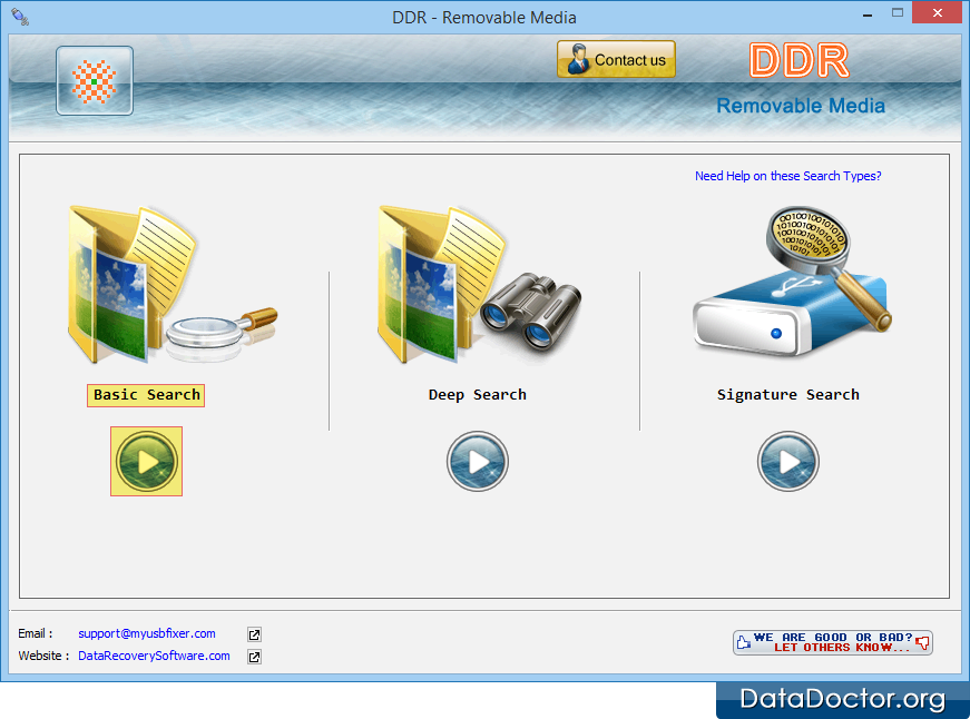 main screen of Removable Media data recovery software