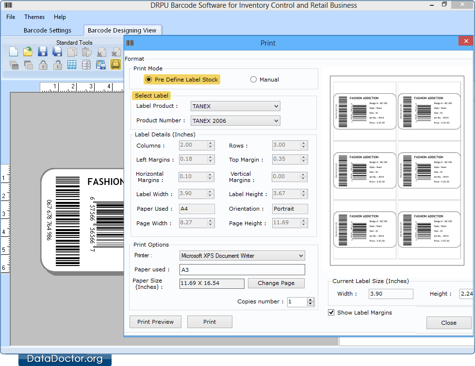 Print barcode labels