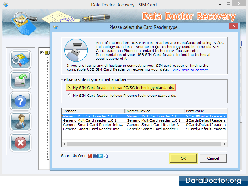 Select your SIM Card Reader