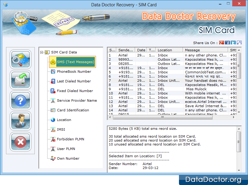 Sim card data recovery software restores mobile phonebook SMS contact