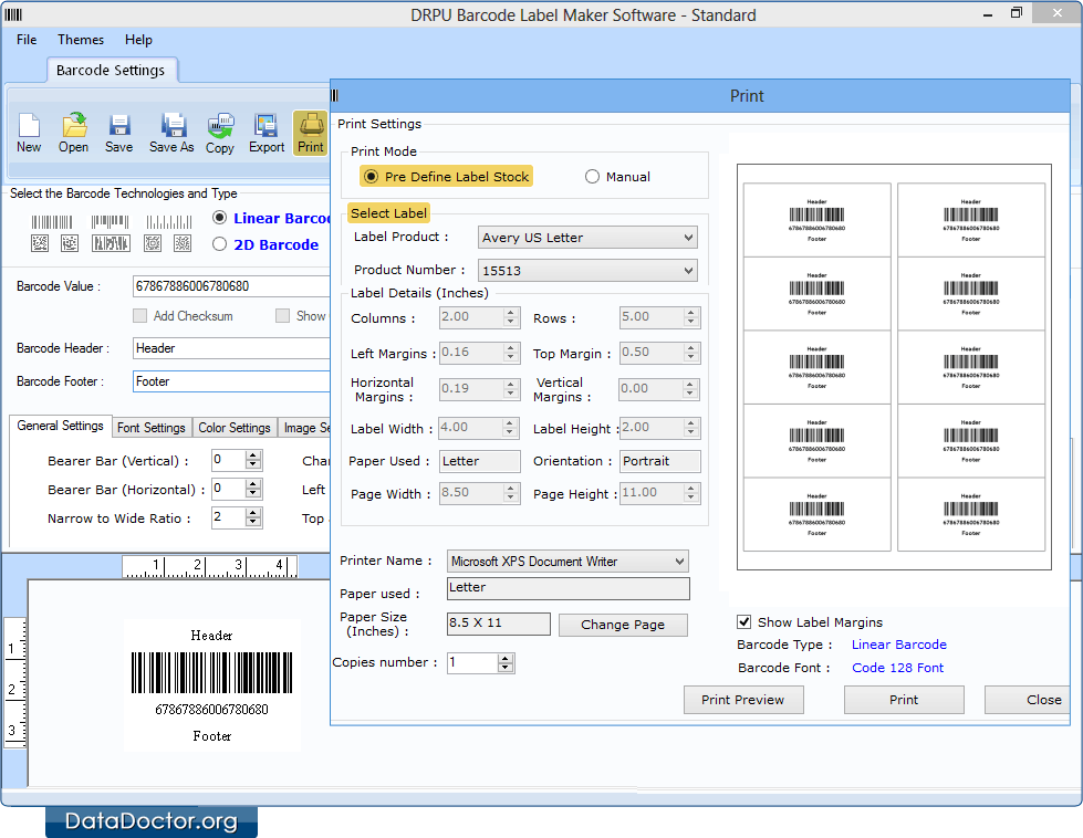 Barcode label maker and print creator software make customized barcodes