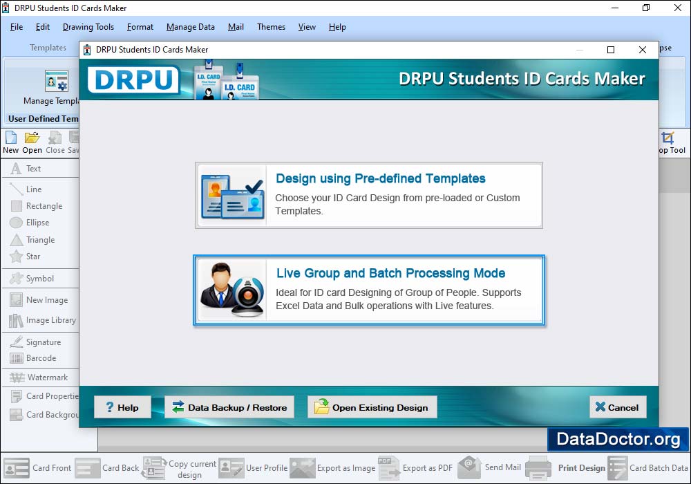 Live Group and Batch Processing Mode Student ID Cards Maker Software