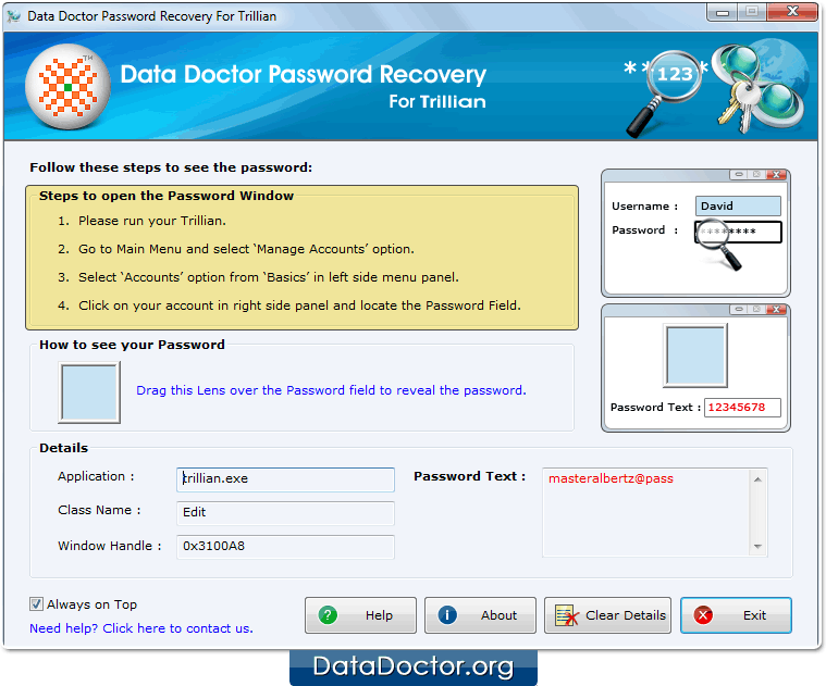 Open Password Recovery For Trillian Messenger