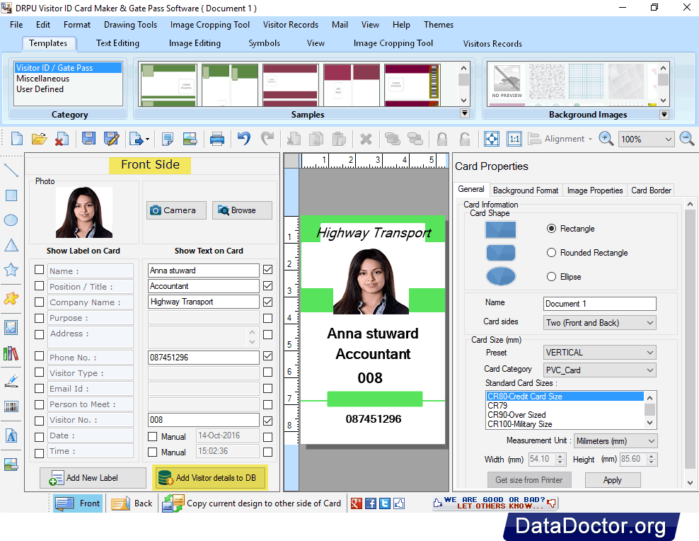 Visitors ID Gate Pass Maker Software