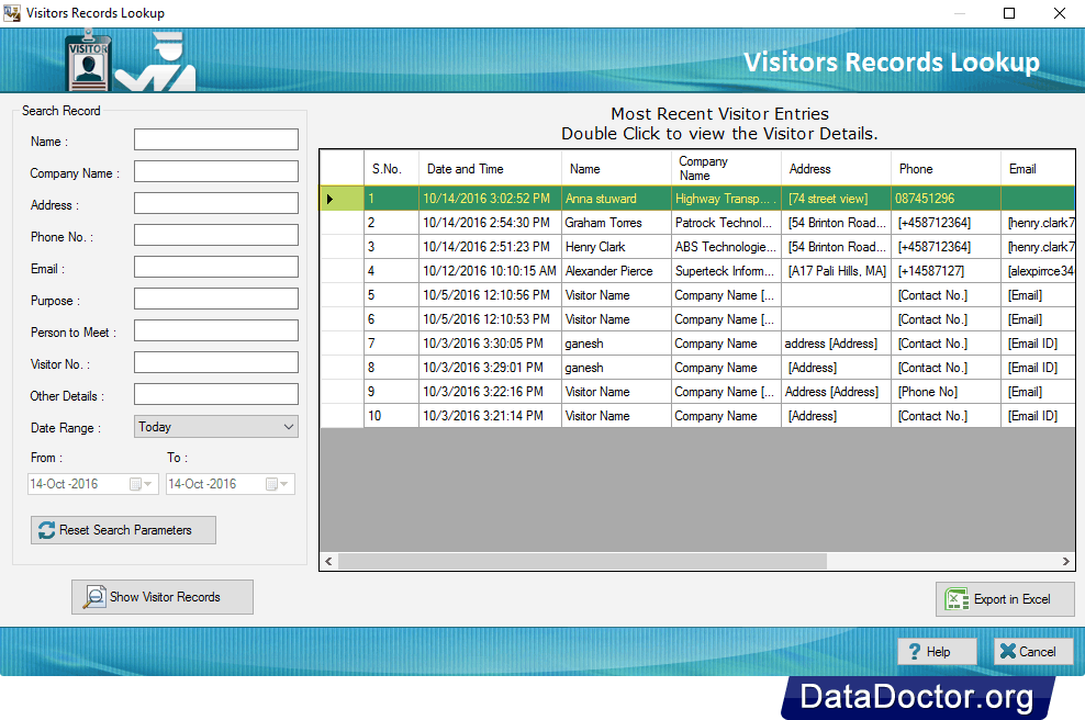 Visitors Records Lookup Visitors ID Gate Pass Maker Software