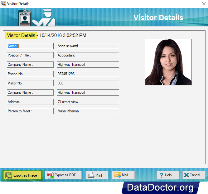 Visitor Details Visitors ID Gate Pass Maker Software