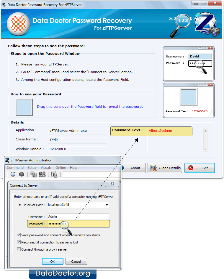 Drag lens over the password field